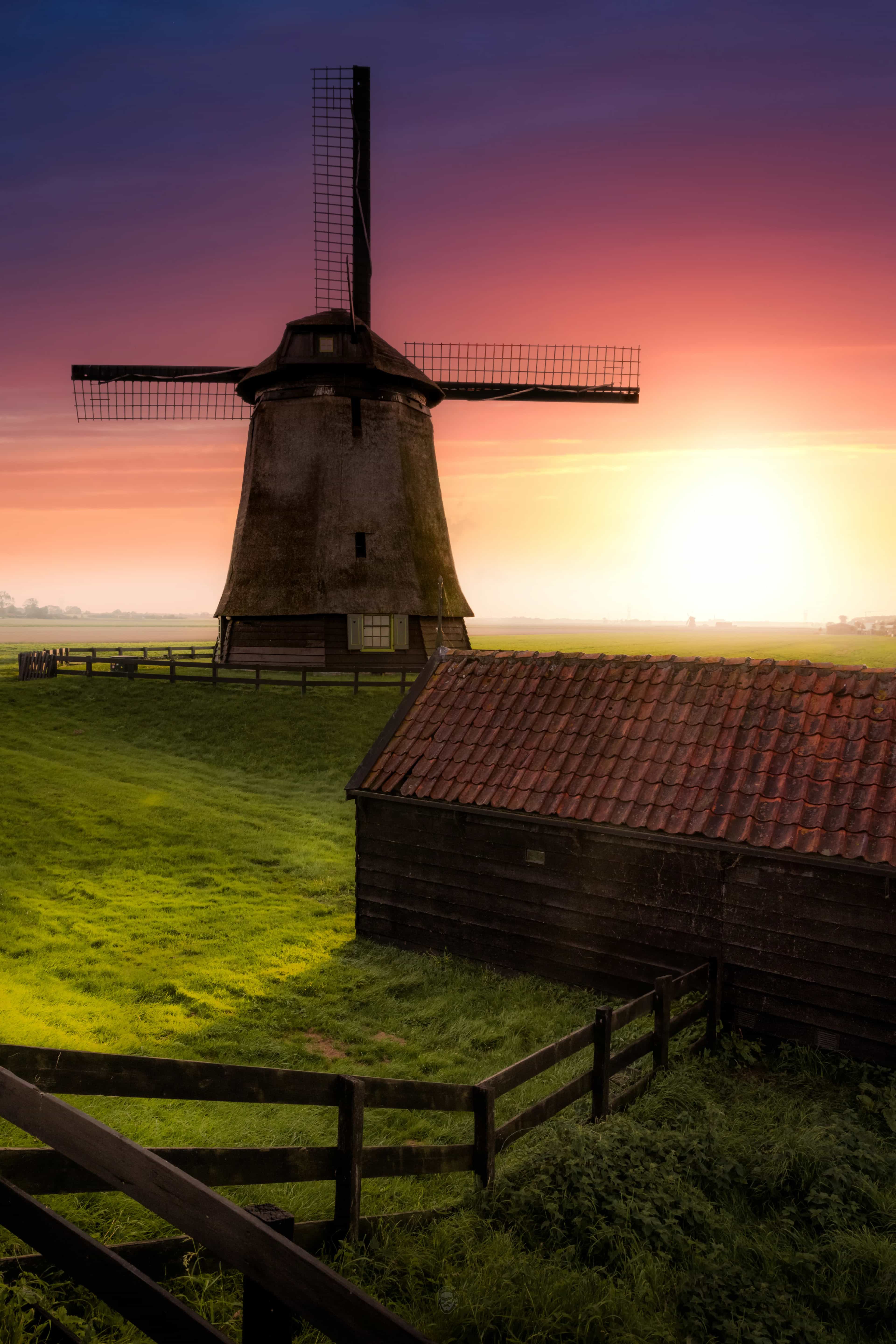 Dreamy Cartoonscape Windmill